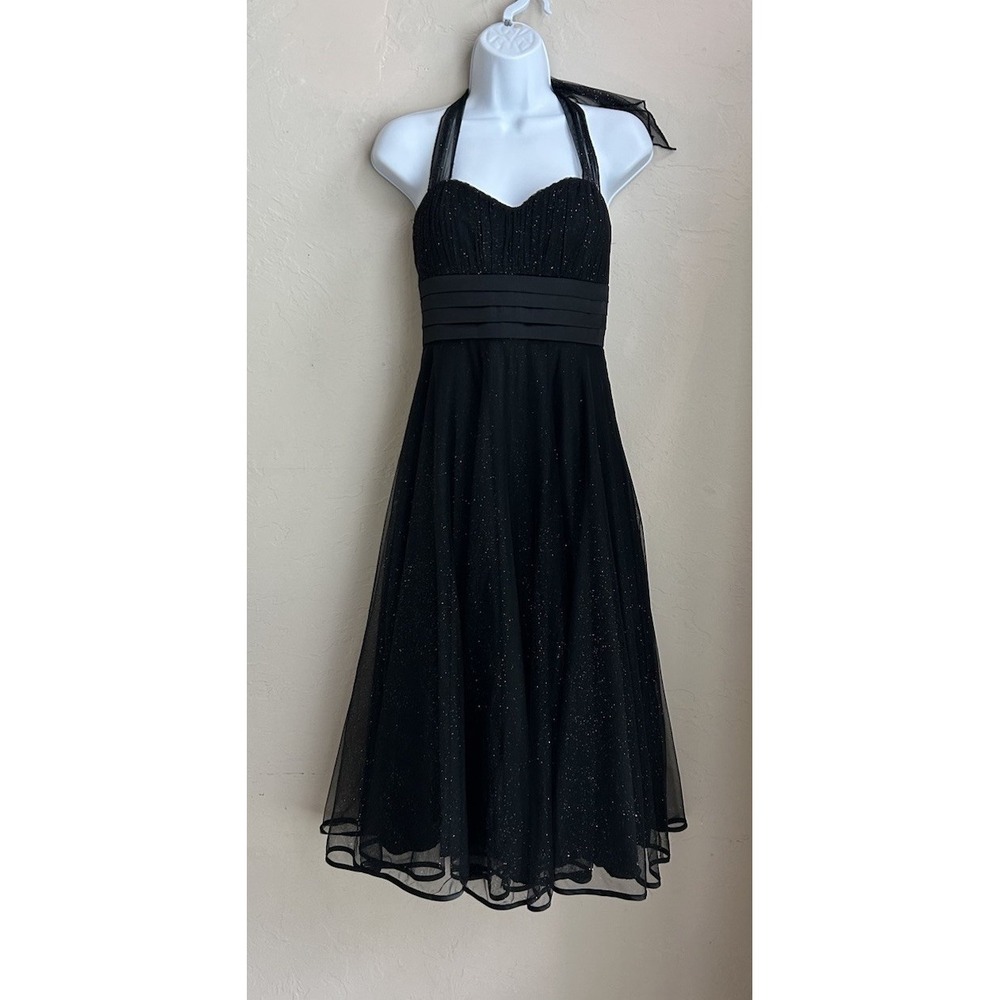 Vintage Y2K Babydoll Formal Midi Dress 7 Halter Glitter Goth‎ Fairy Prom Hoco